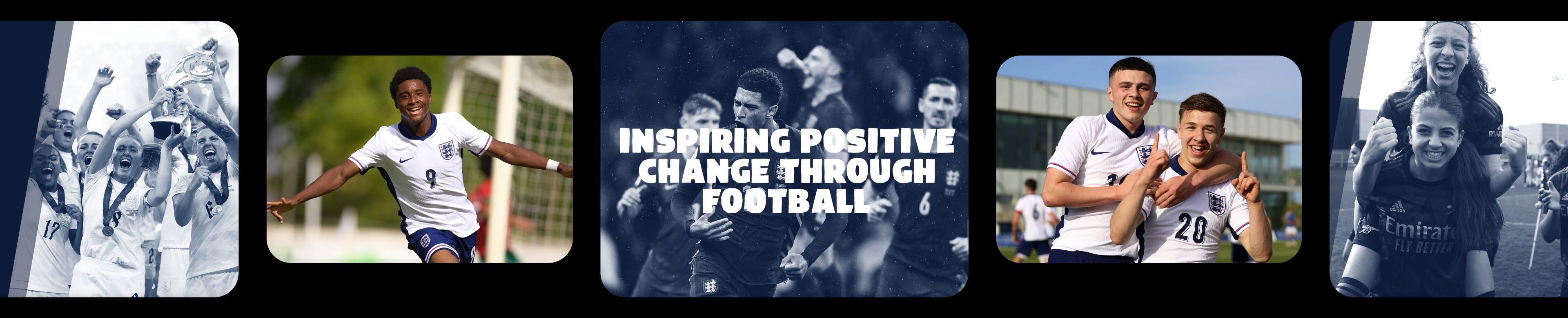Sample footballer imagery from The FA's digital reports and feature stories.