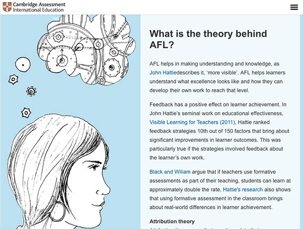 A section from one of Cambridge Assessment International Education's stories