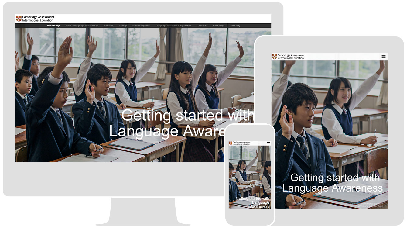 Getting started with Language Awareness, by Cambridge International, renders responsively across all devices