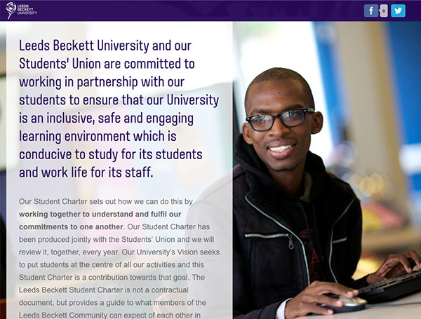 A section from one of Leeds Beckett University's stories