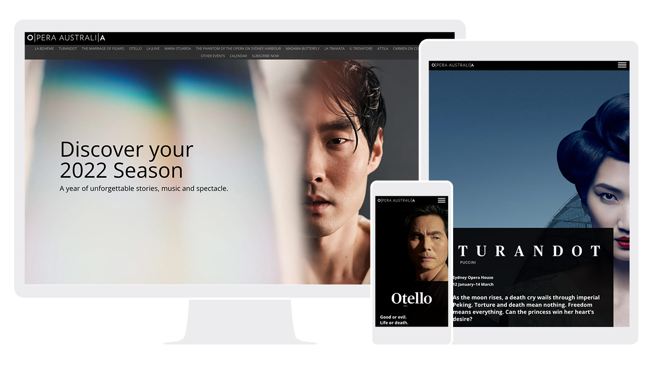 Discover your 2022 Season, by Opera Australia renders responsively across all devices