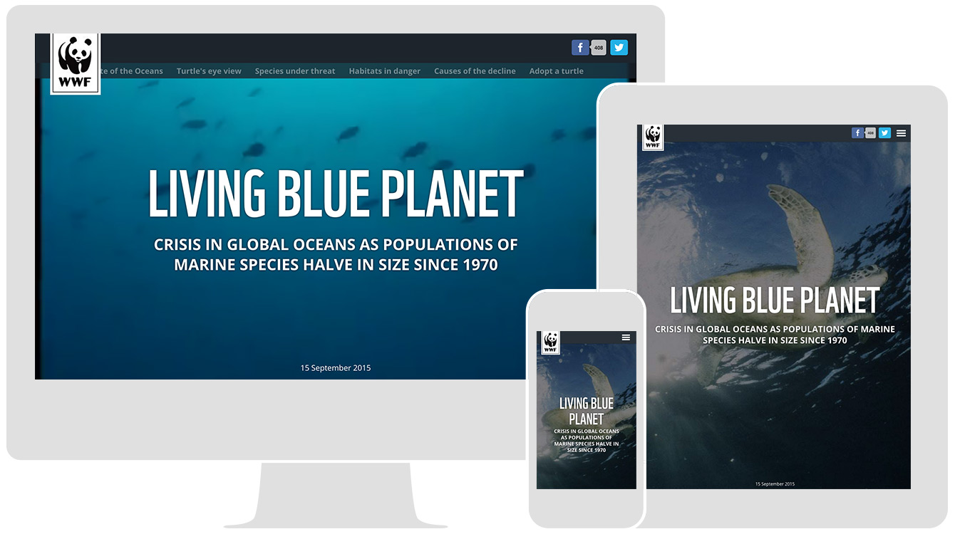 Living Blue Planet, by WWF, renders responsively across all devices