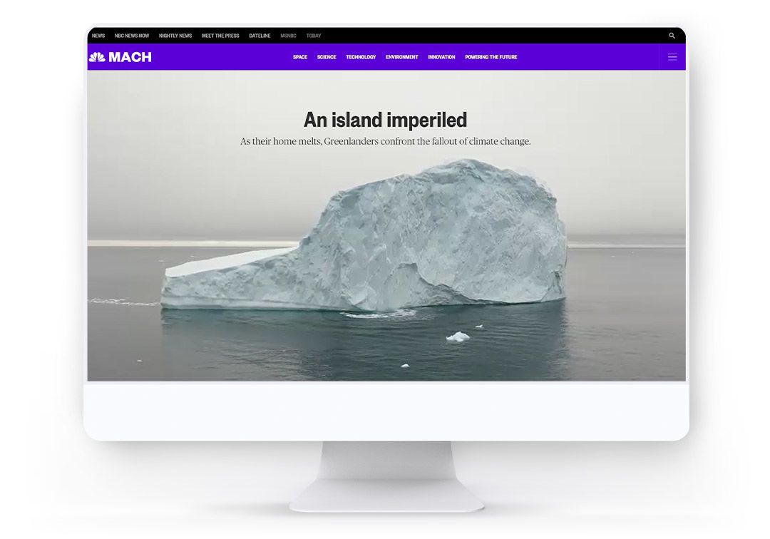 A screenshot of an iceberg sitting in water.