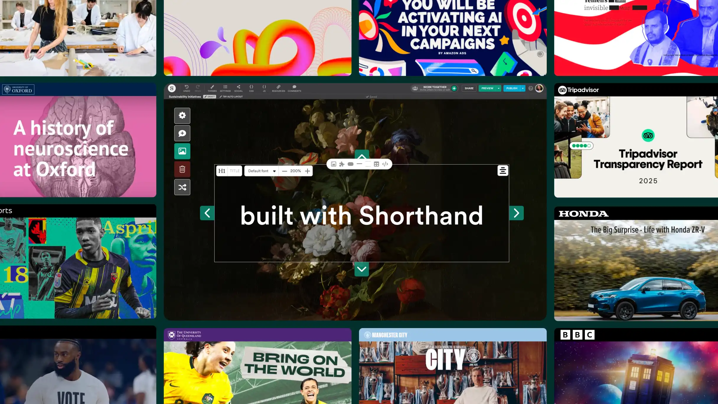 A collage of various enterprise customers' stories created with Shorthand