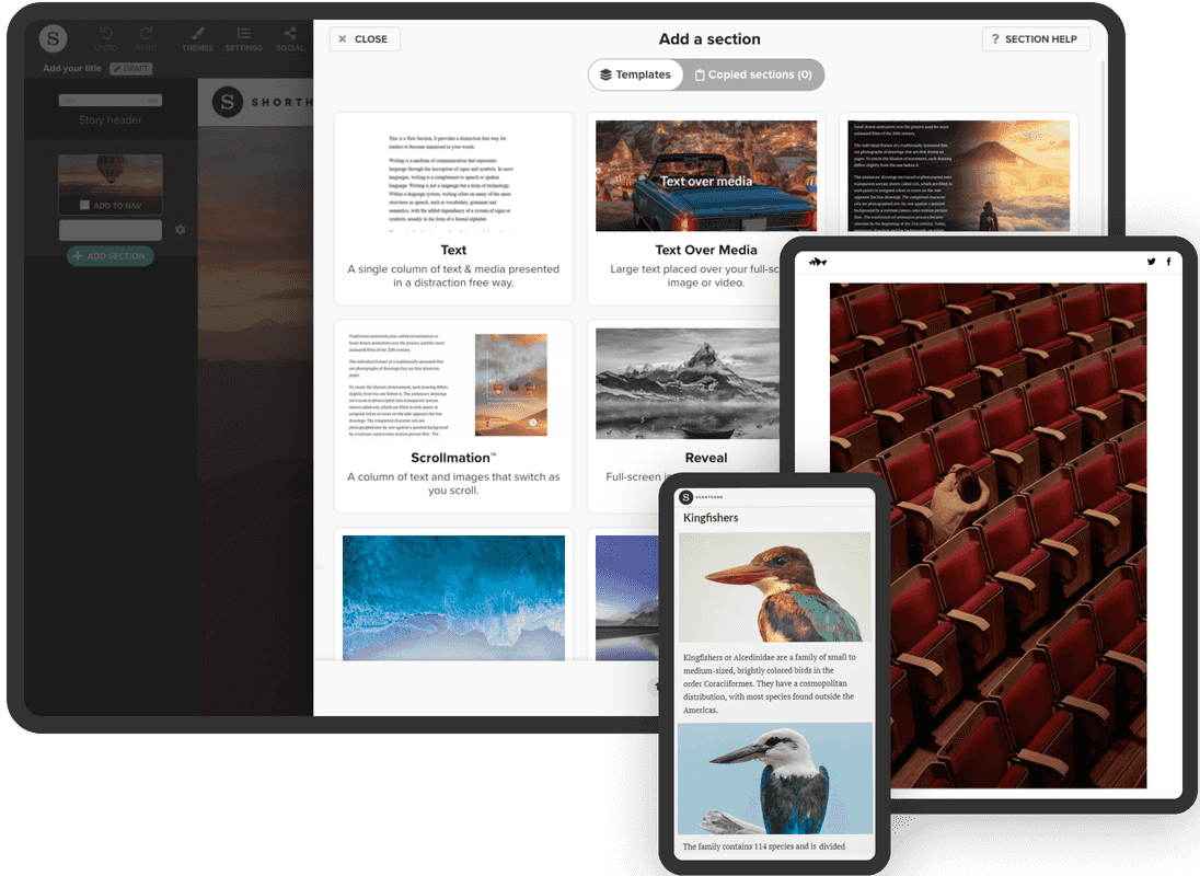 Start creating stunning visual web content for free Shorthand