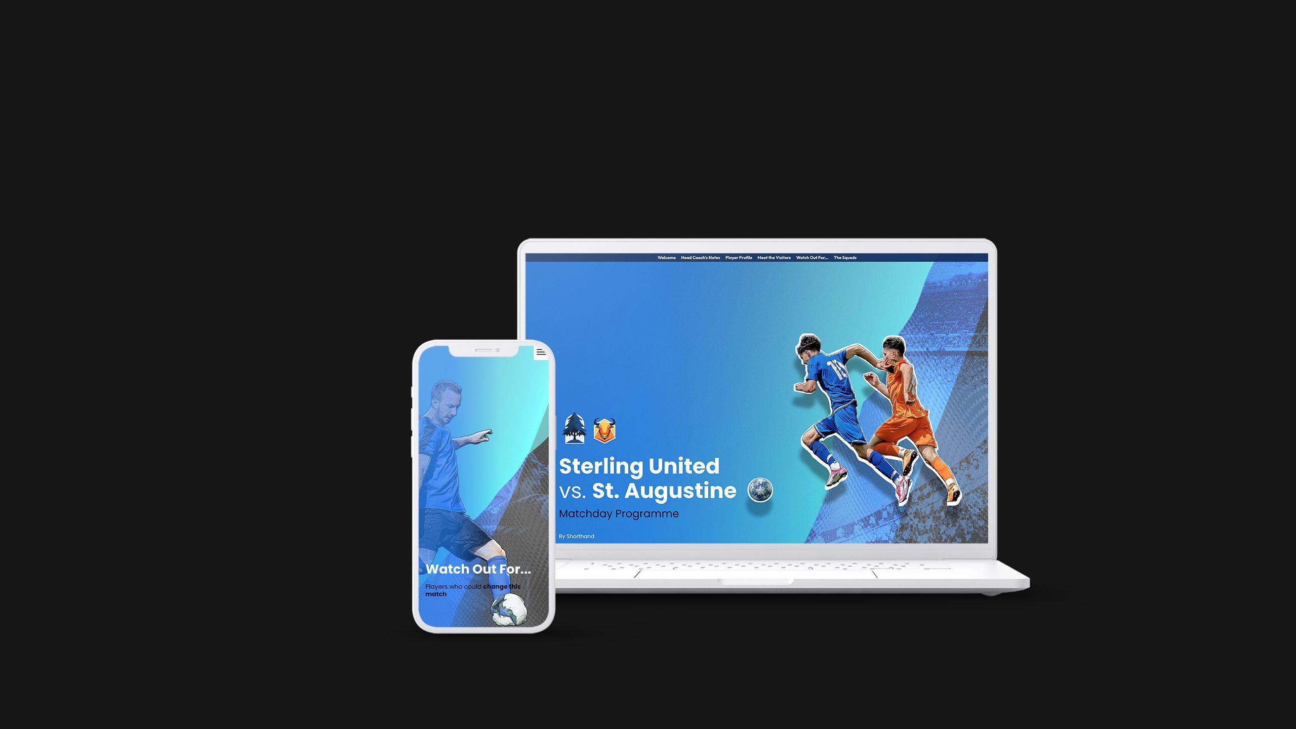 A desktop computer and a smartphone show a football website