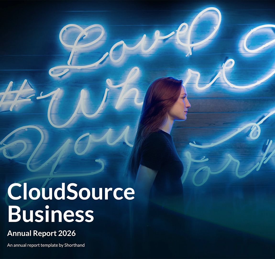 Title image from Shorthand's CloudSource Business Annual Report template.
