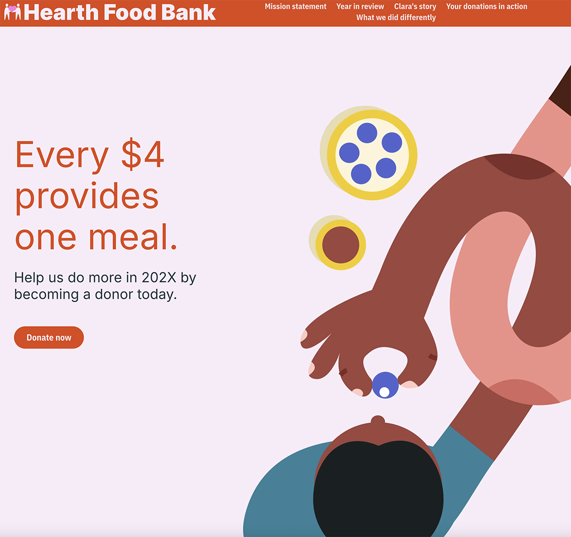Title image from Shorthand's Hearth Food Bank Annual report template.