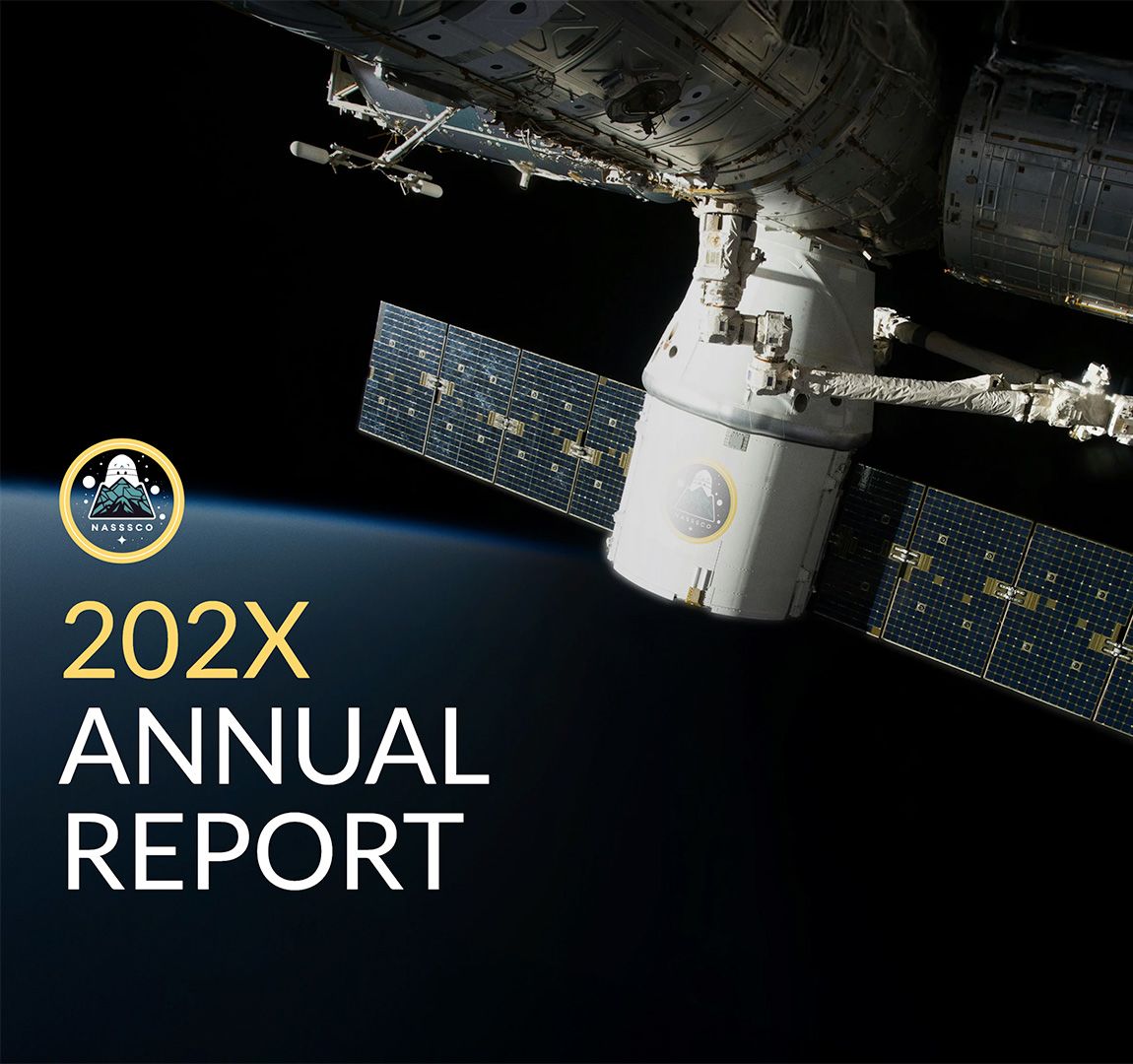 Title image from Shorthand's Space Tech Annual Report template.