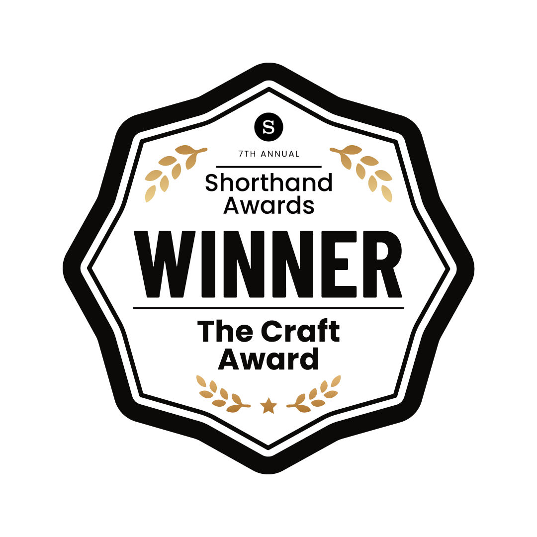 A badge with the words "Shorthand Awards Finalist The Craft Award".