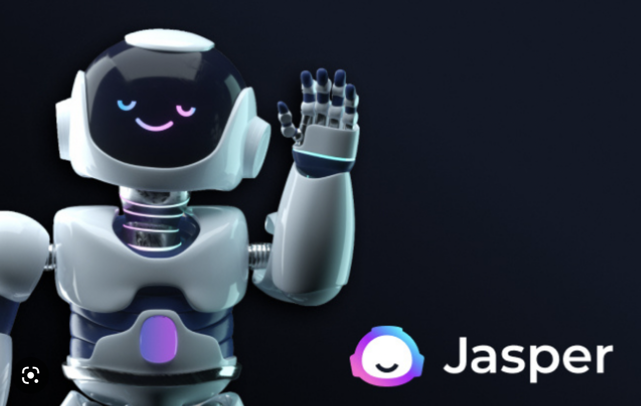 A screengrab from Jaspar AI's website that shows a smiling robot.