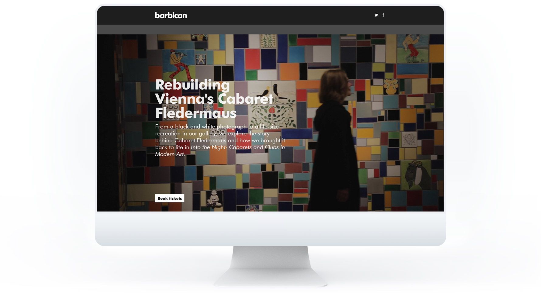 Woman looking at mosaic on monitor screen