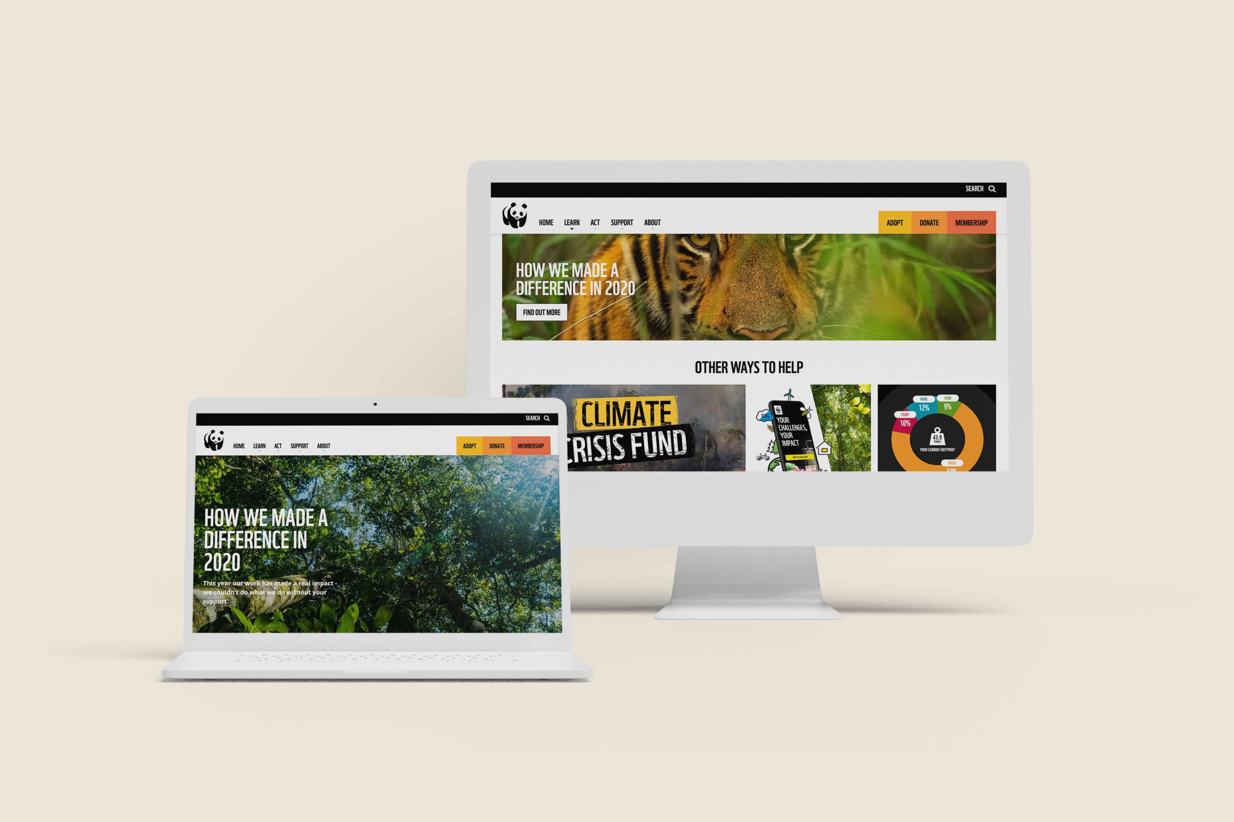 A laptop with a report by the WWF on screen.