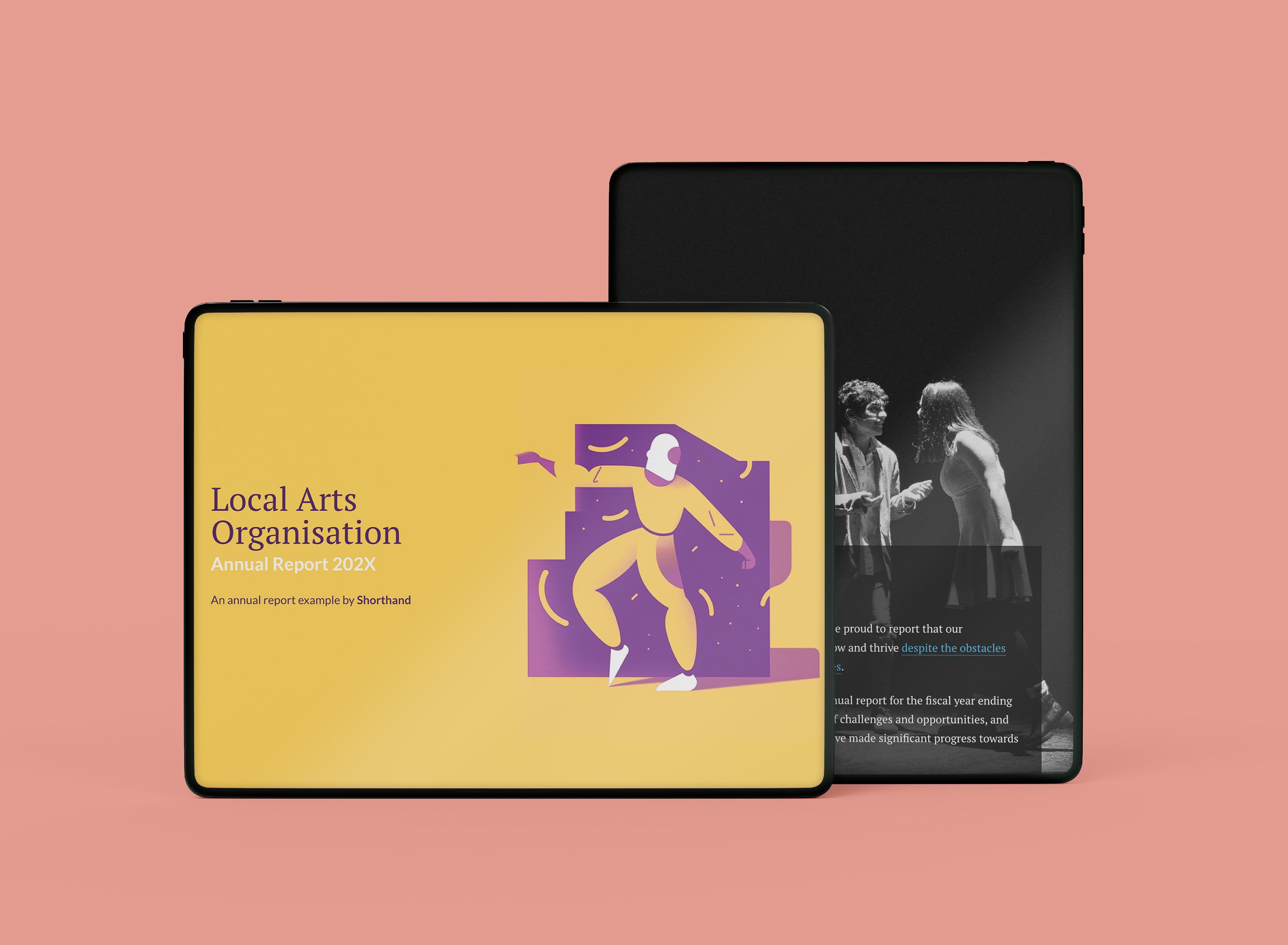 Two still shots from Shorthand articles.