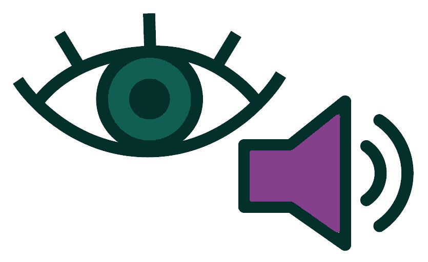 An open eye icon and a volume icon.