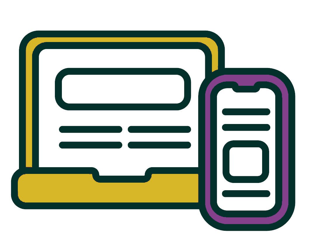 Laptop and mobile phone icons. 