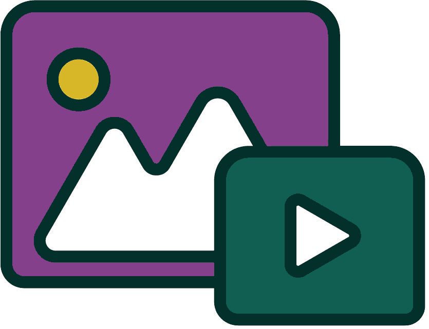 Image and video icons. 