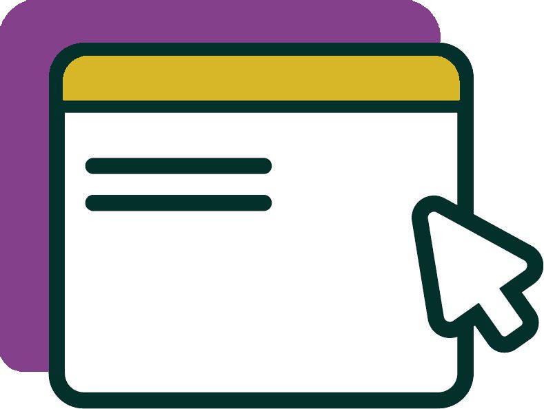 A webpage and cursor icon.