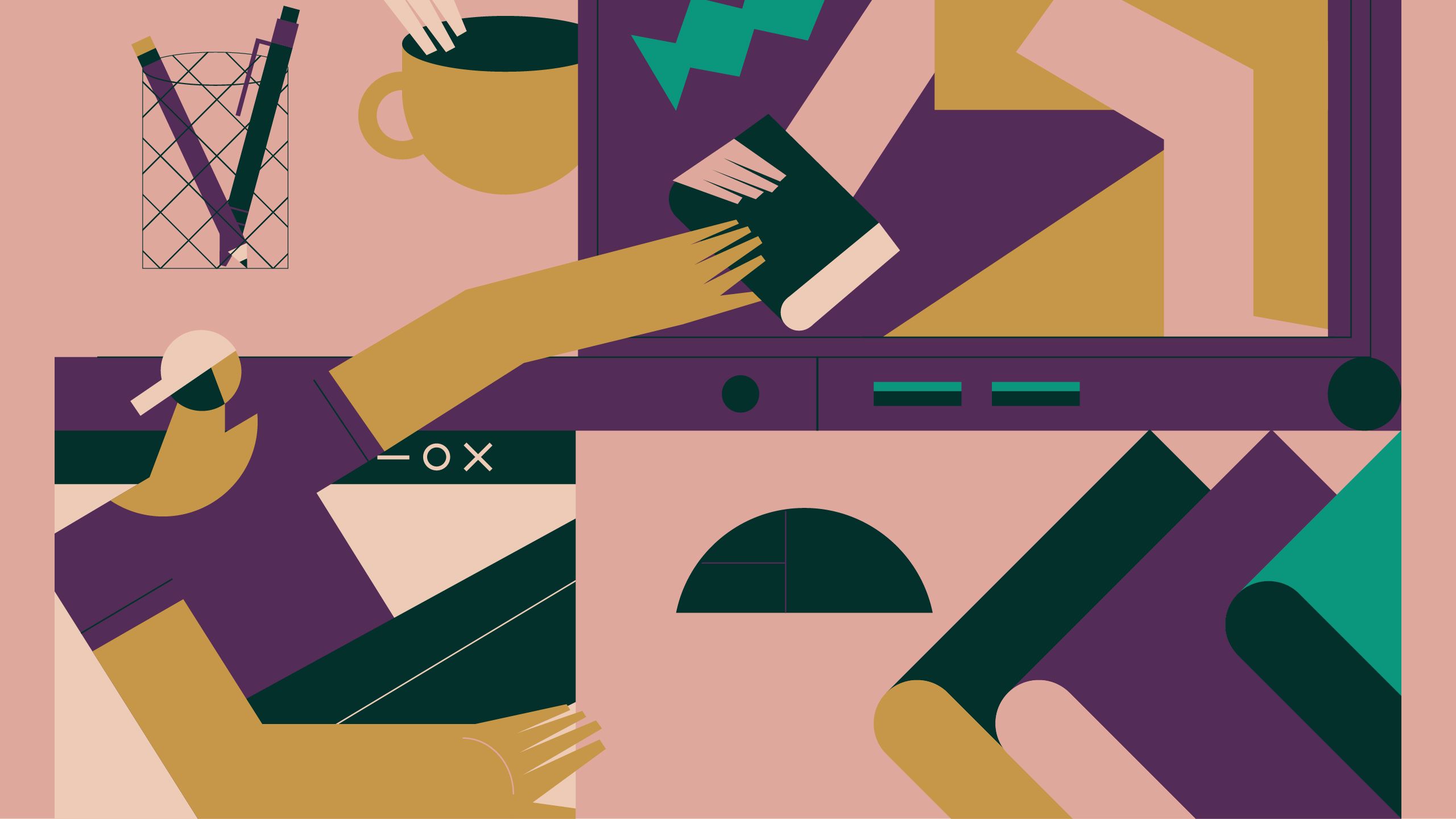 Illustration of a person grabbing a book