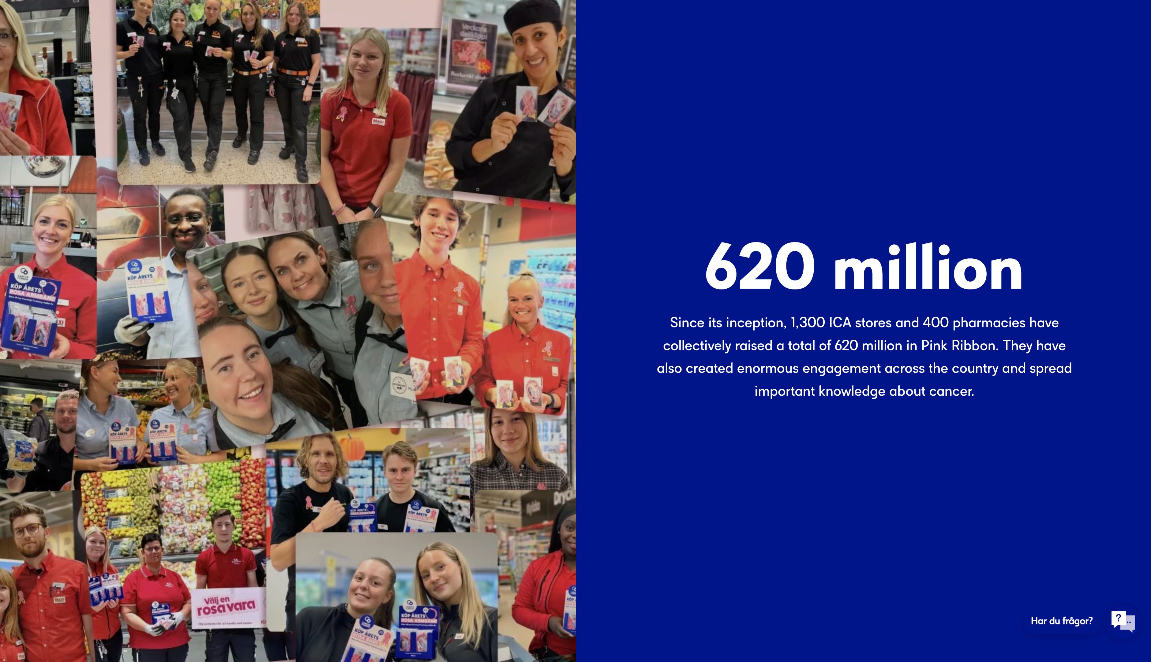 Collage of photos from a case study, next to the text '620 million'.