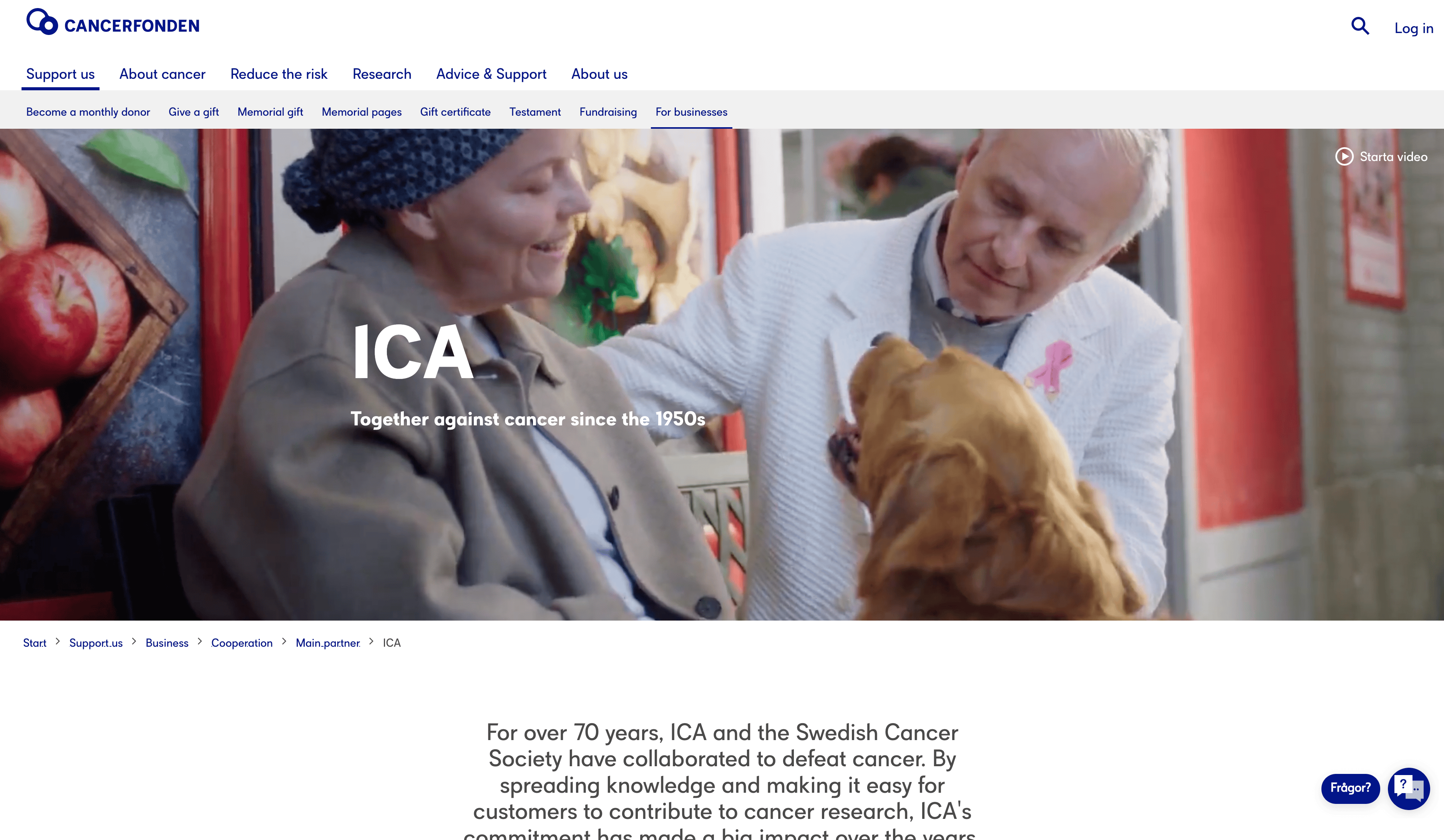 A middle aged woman with white skin is greeted by a golden retriever and a doctor with white skin in a white coat.