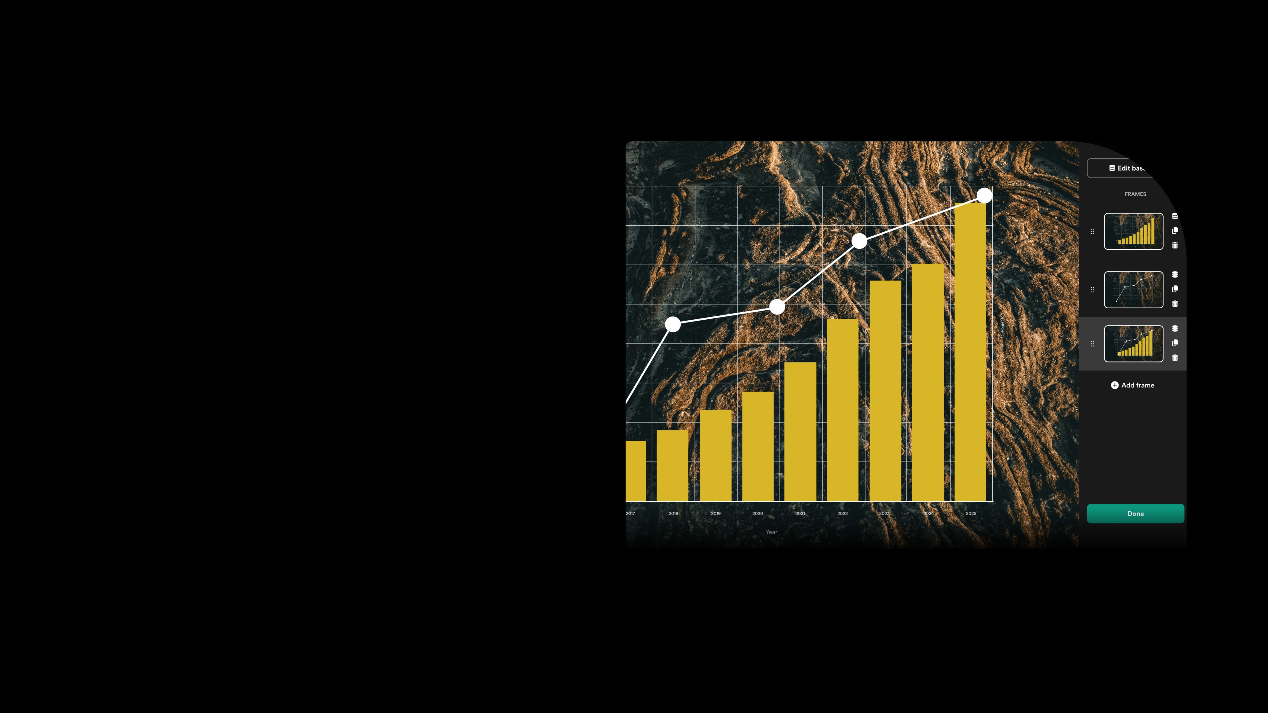 A screenshot of Shorthand's data visualisation tool, Chart.