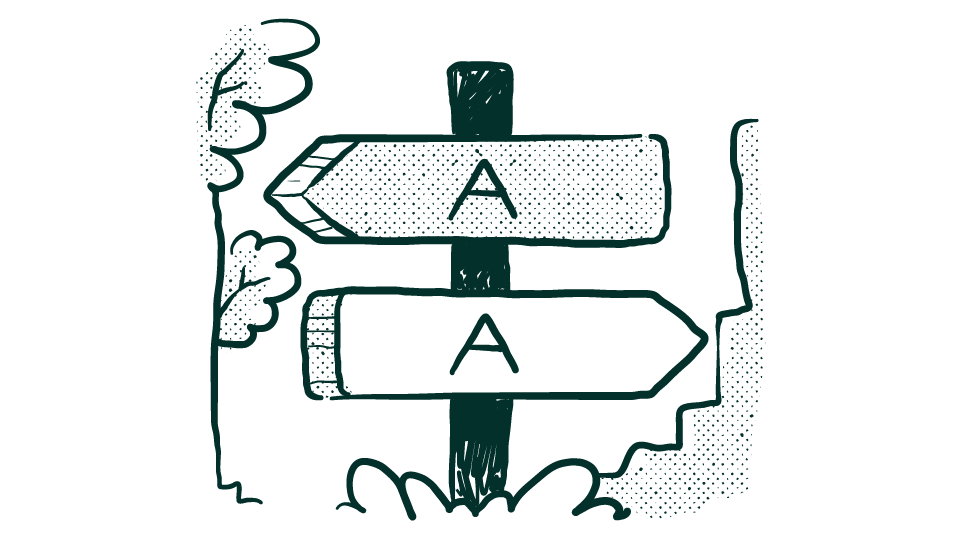 Cartoon illustration showing arrows pointing in different directions both labelled 'A'