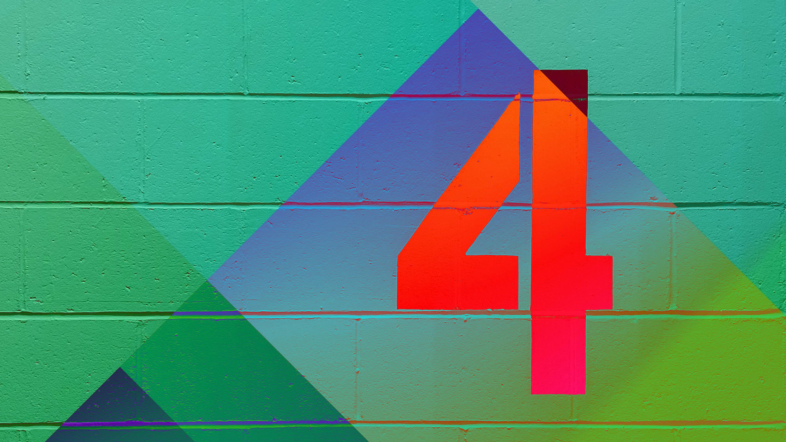 Colourful geometrics shapes with a prominent '4'