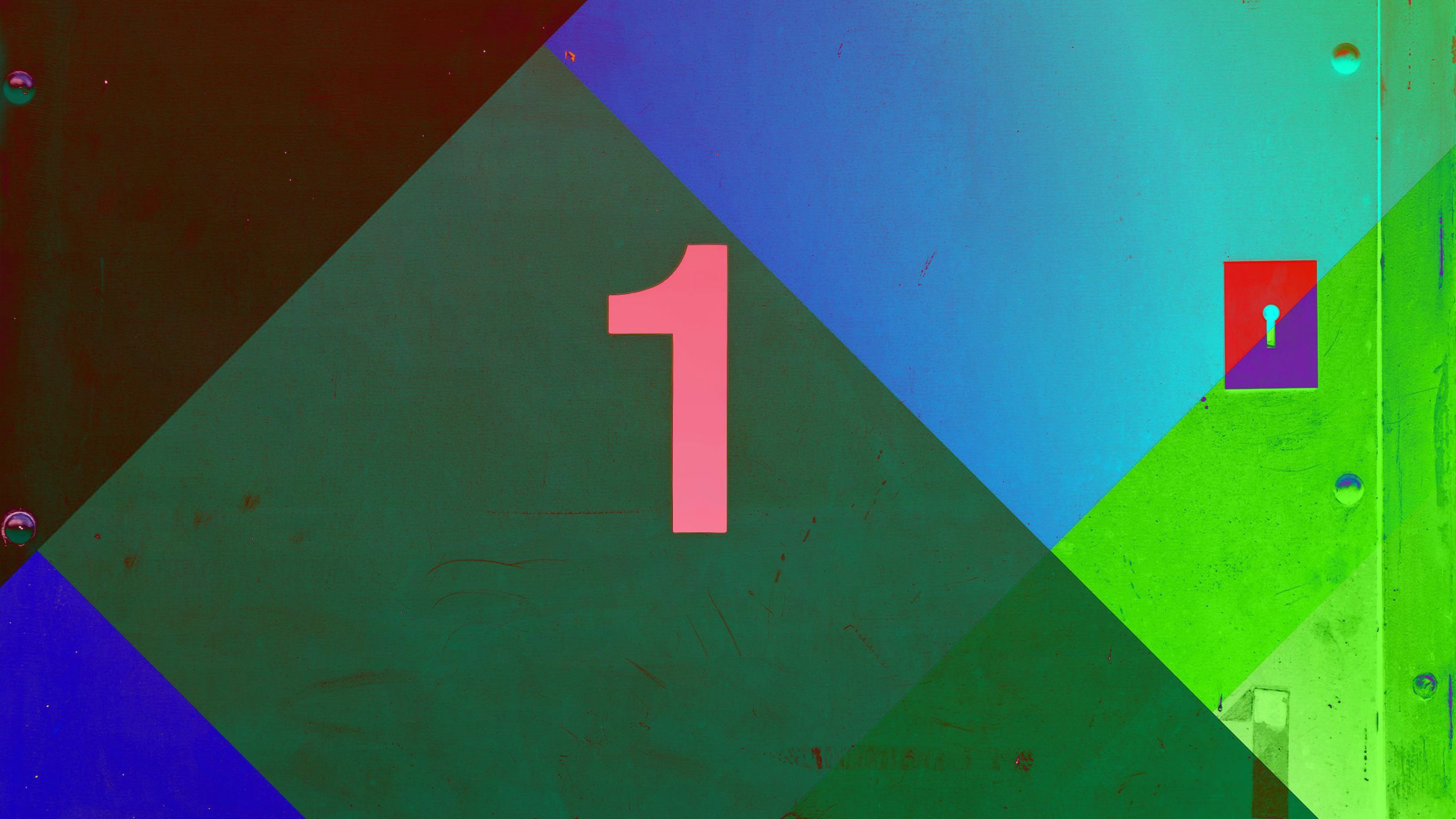 Colourful geometrics shapes with a prominent '1'