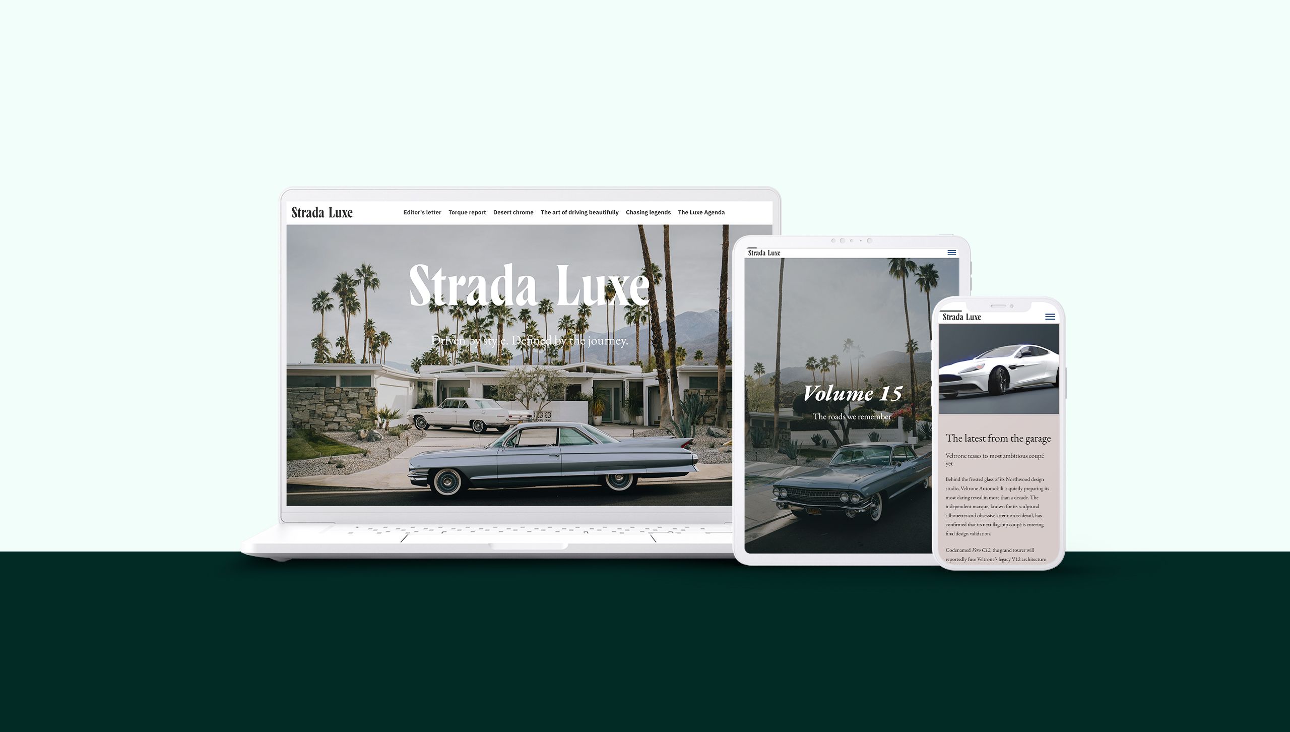 A retro car in front of a Palm Springs house