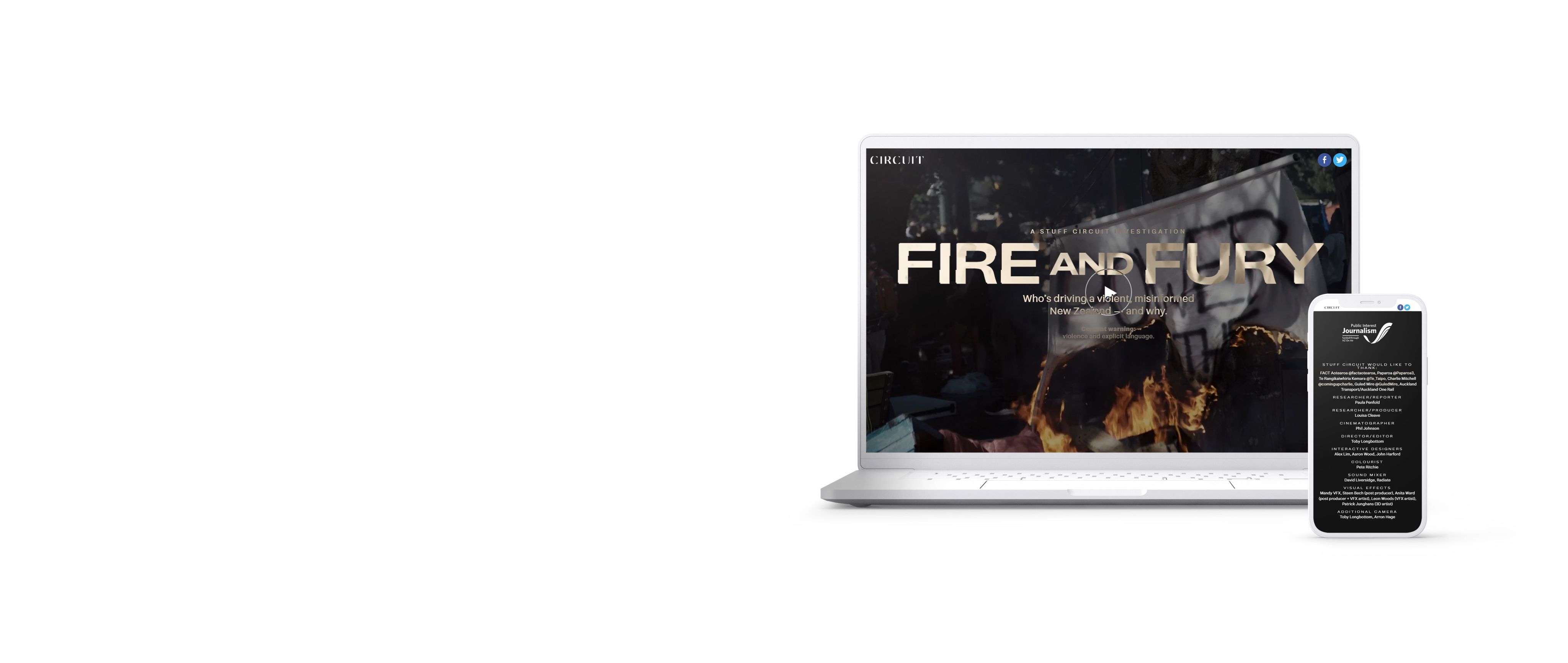 Screenshots from digital publishing content from Stuff