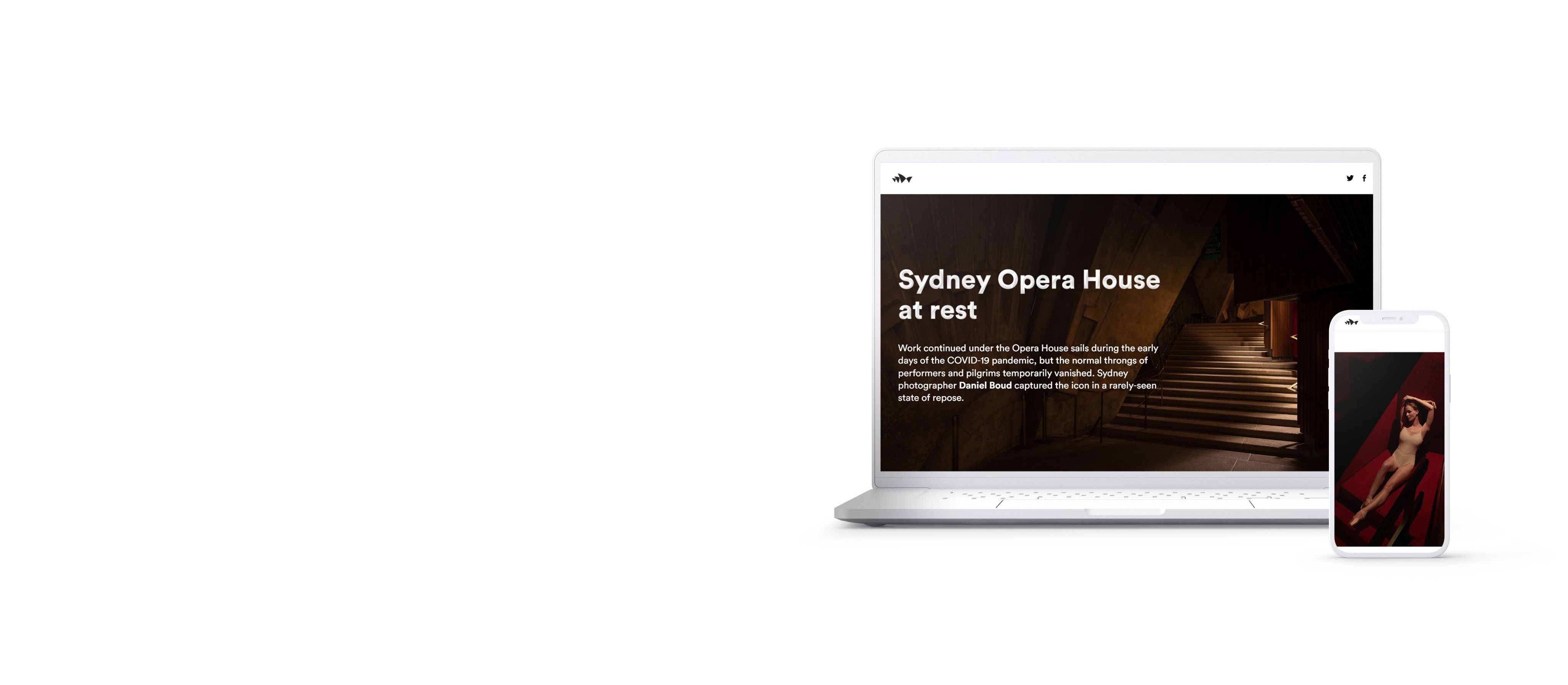 Screenshots from digital publishing content from the Sydney Opera House