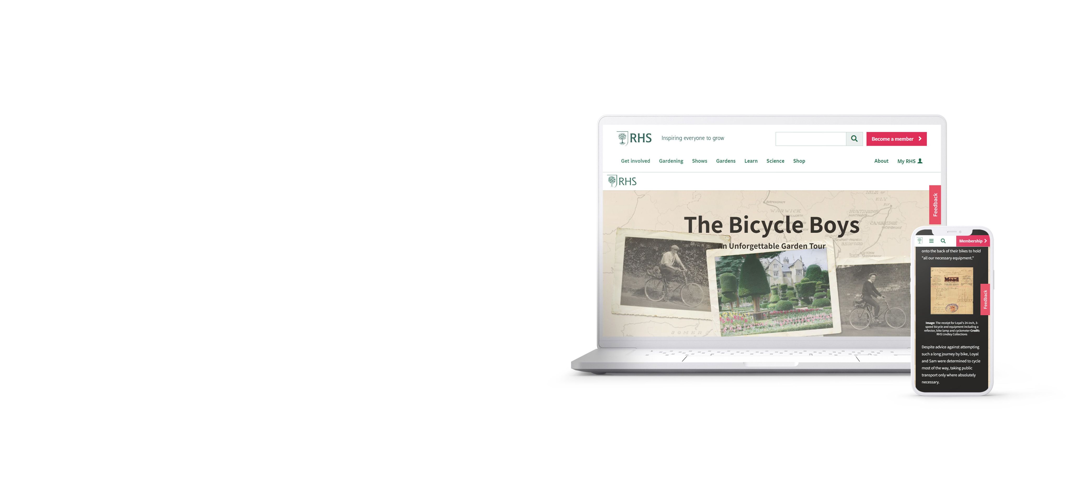 Screenshots from digital publishing content from the Royal Horticultural Society