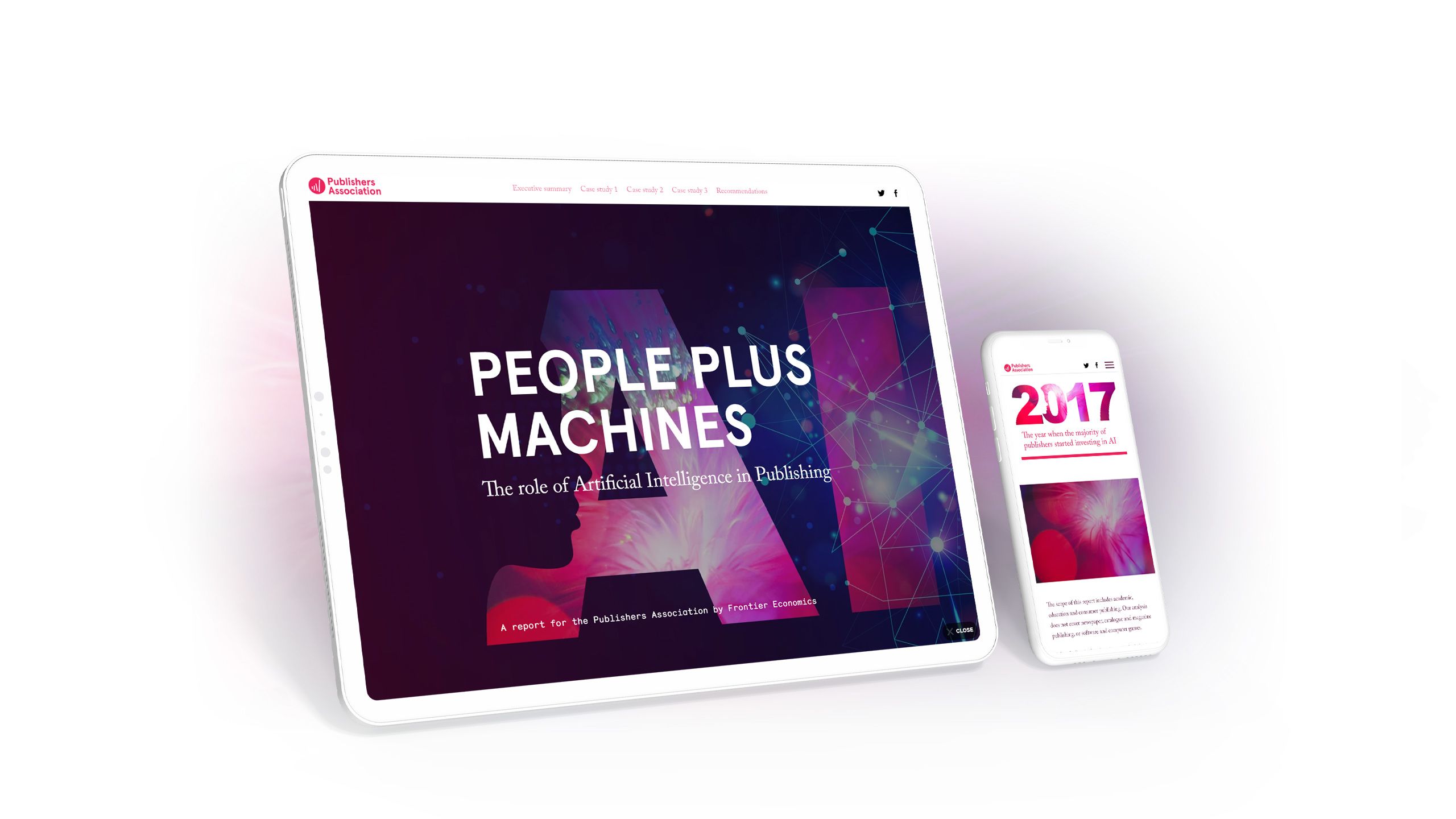 Screenshots from the Publisher's Association's research report, published as a digital story