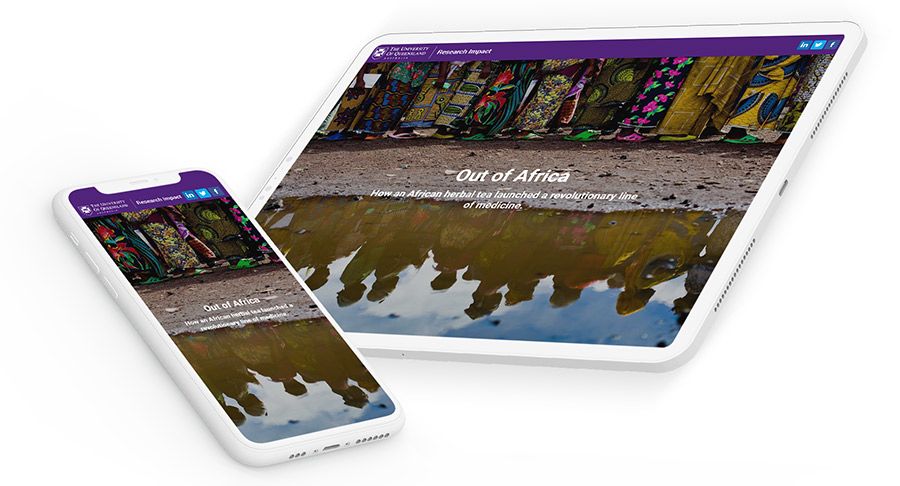 Screenshots from UQ's science communication digital story