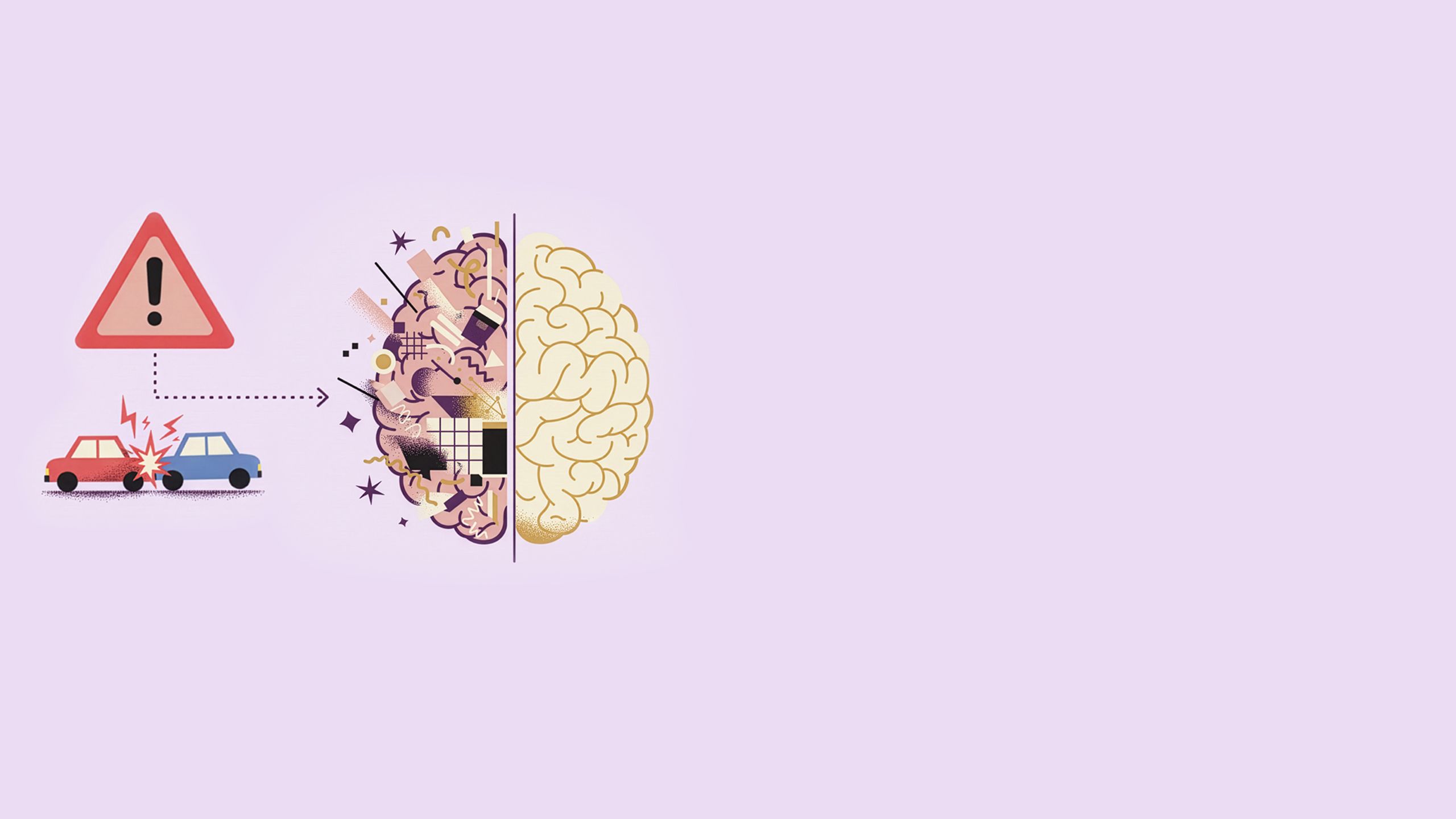 Car crash setting off the left side of the brain