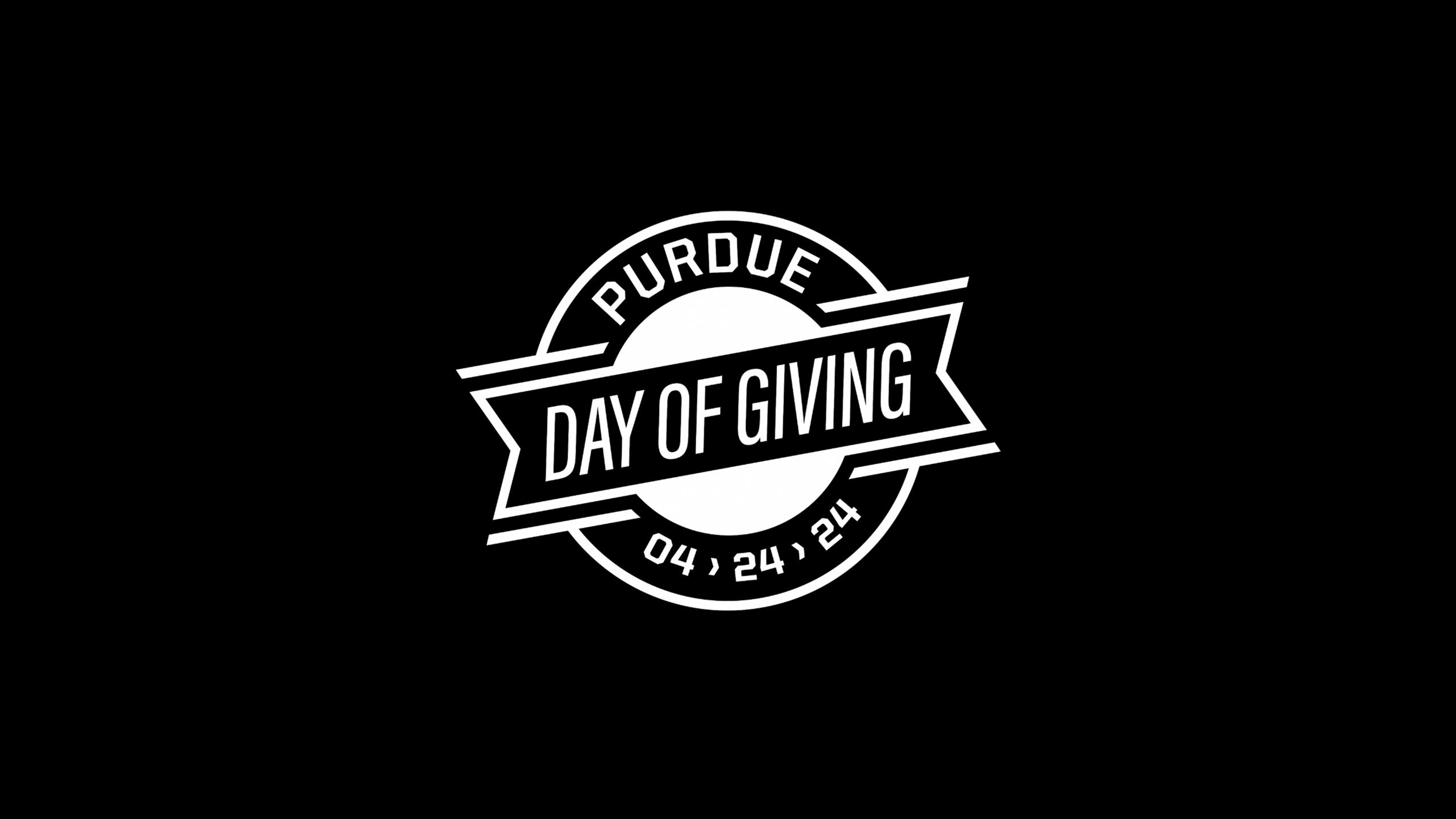 White text on black background from a donor impact report reads: Purdue Day of Giving.