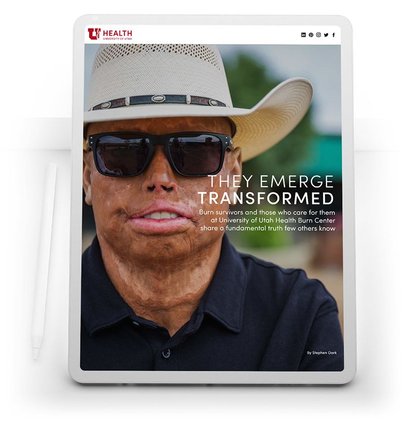 Screenshots from a University of Utah digital story, presented on tablet