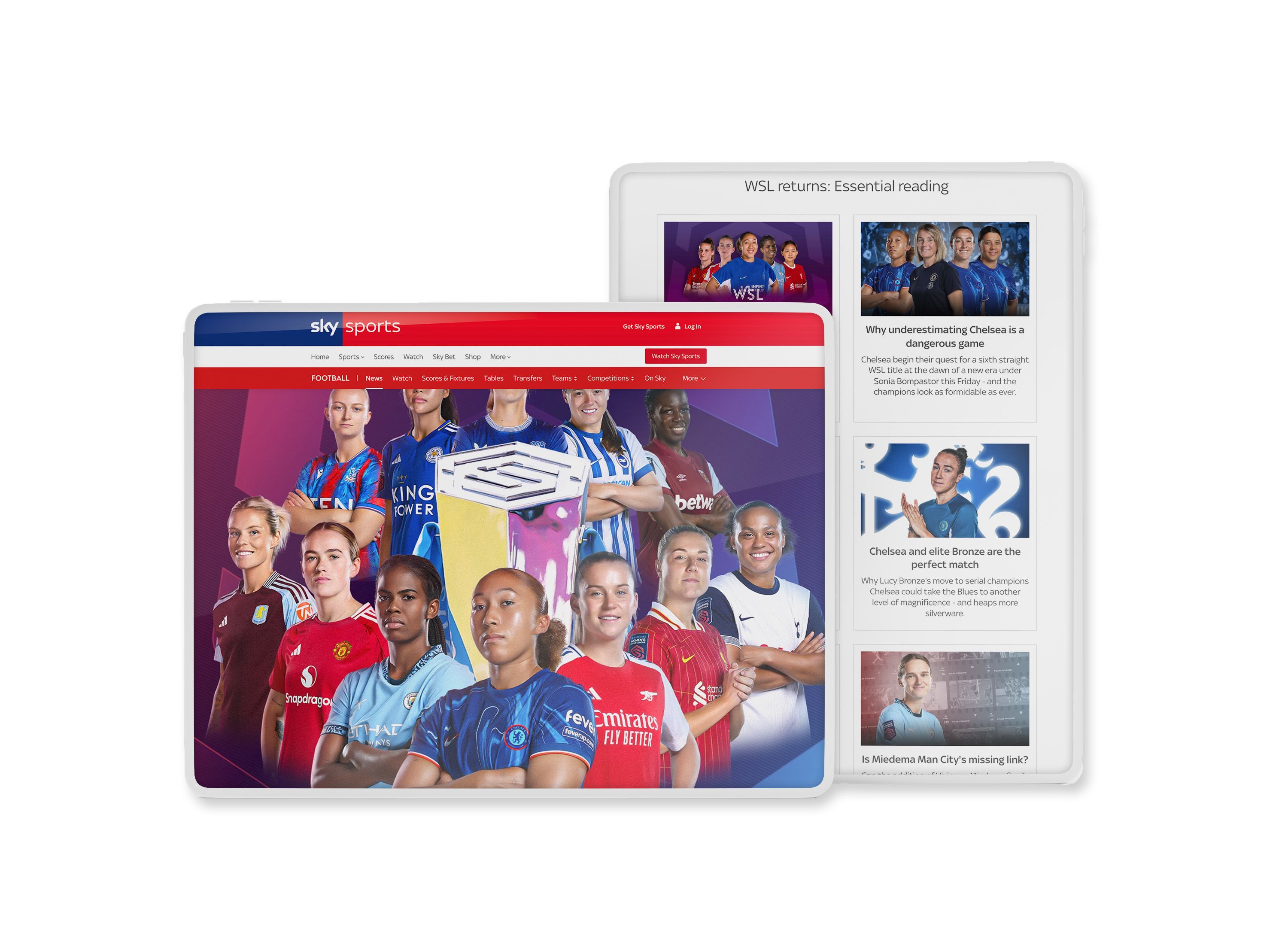 Screens showing Sky Sports website