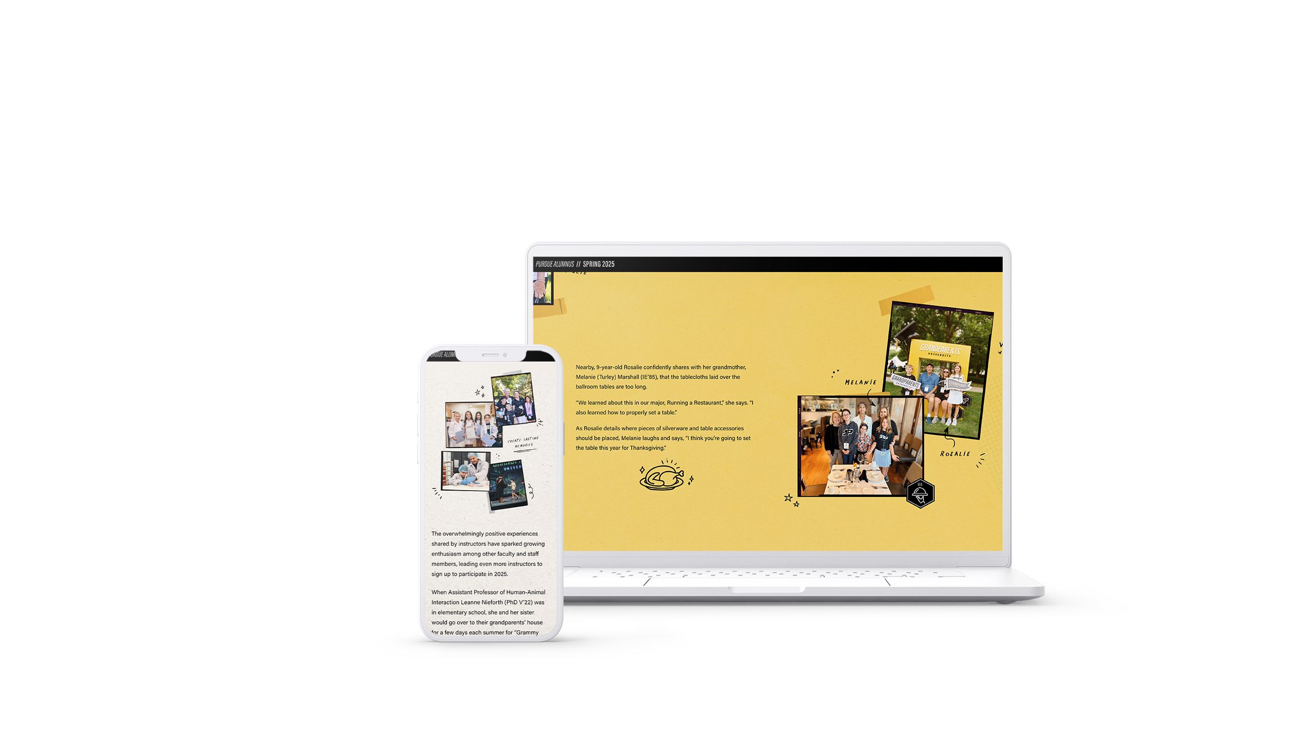 Phone and laptop screen showing Purdue Alumnus