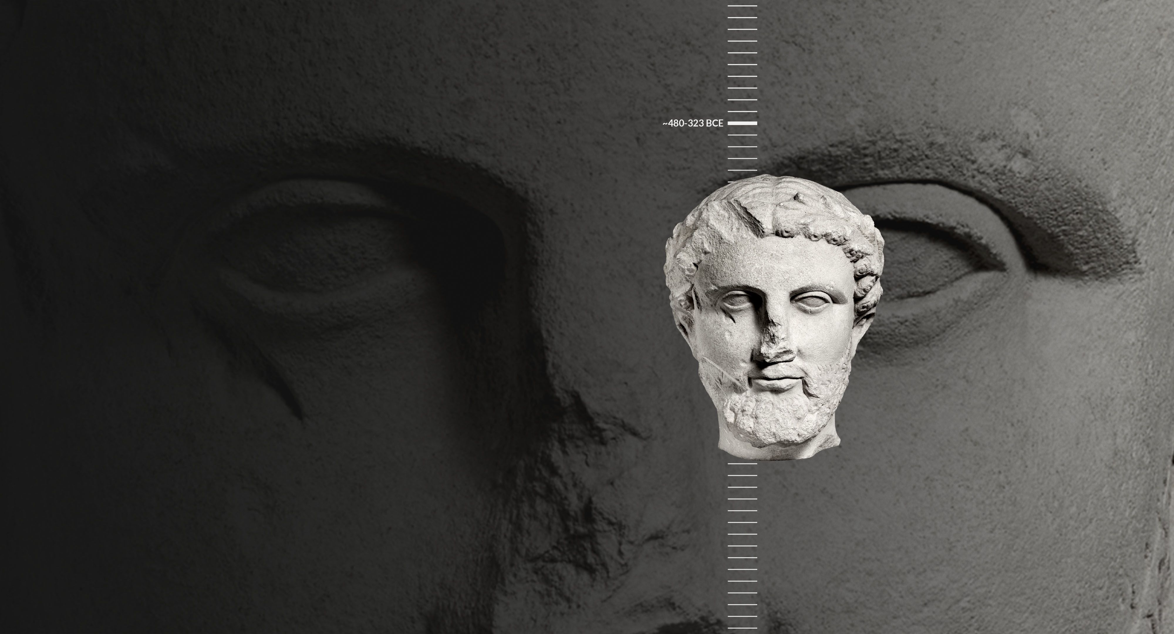 Greek sculpture of a man's face.