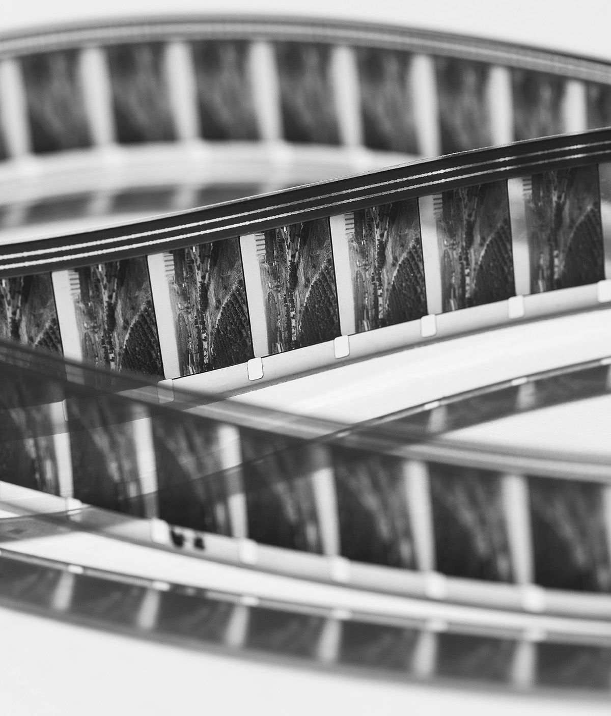 A close up view of Celluloid filmstrips