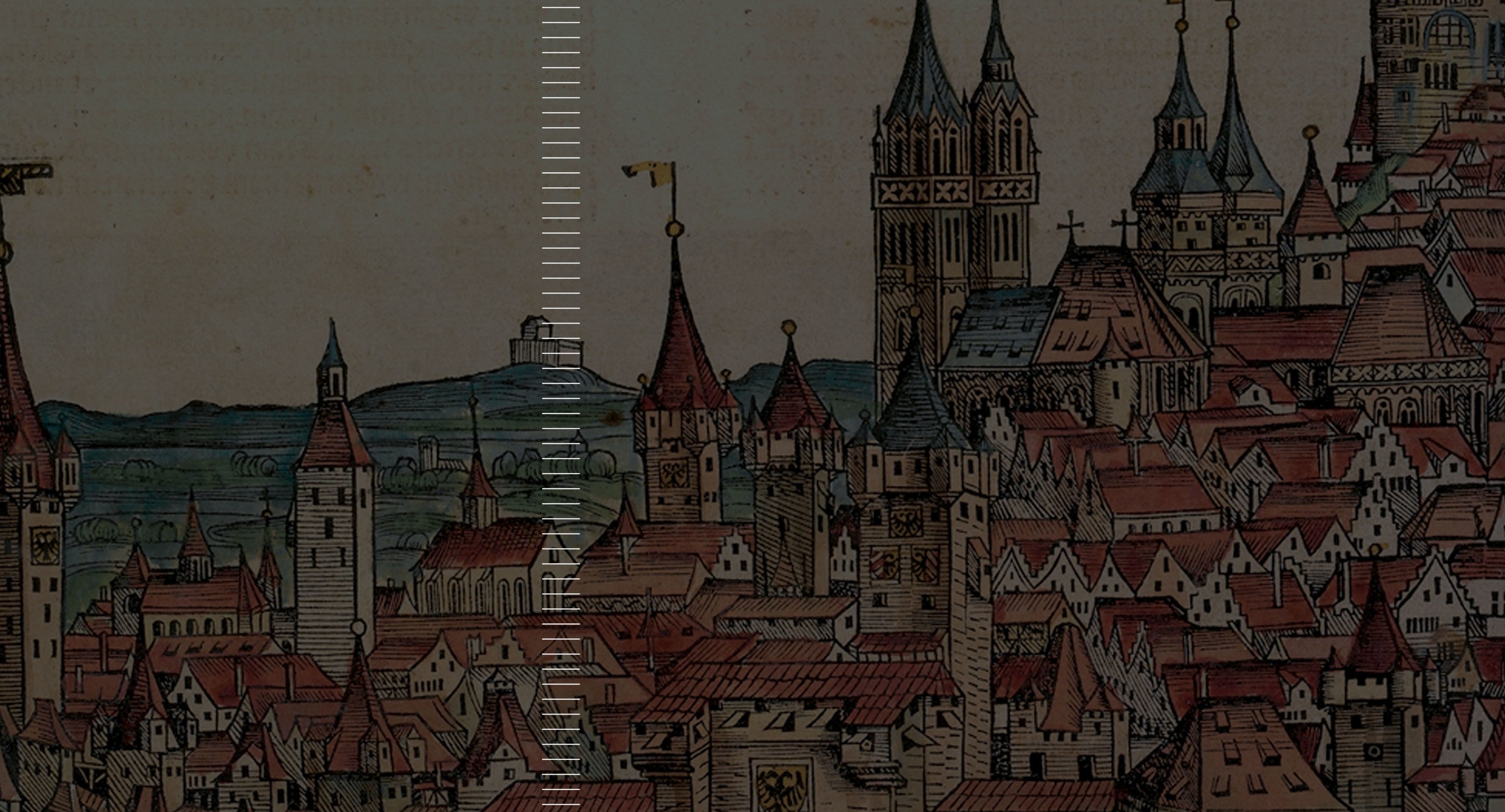 Illustration of European city in the Renaissance.