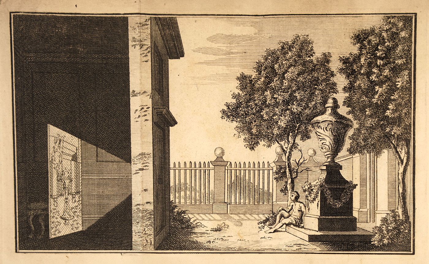 The camera obscura principle as illustrated in James Ayscough's A short account of the eye and nature of vision (1755 fourth edition).