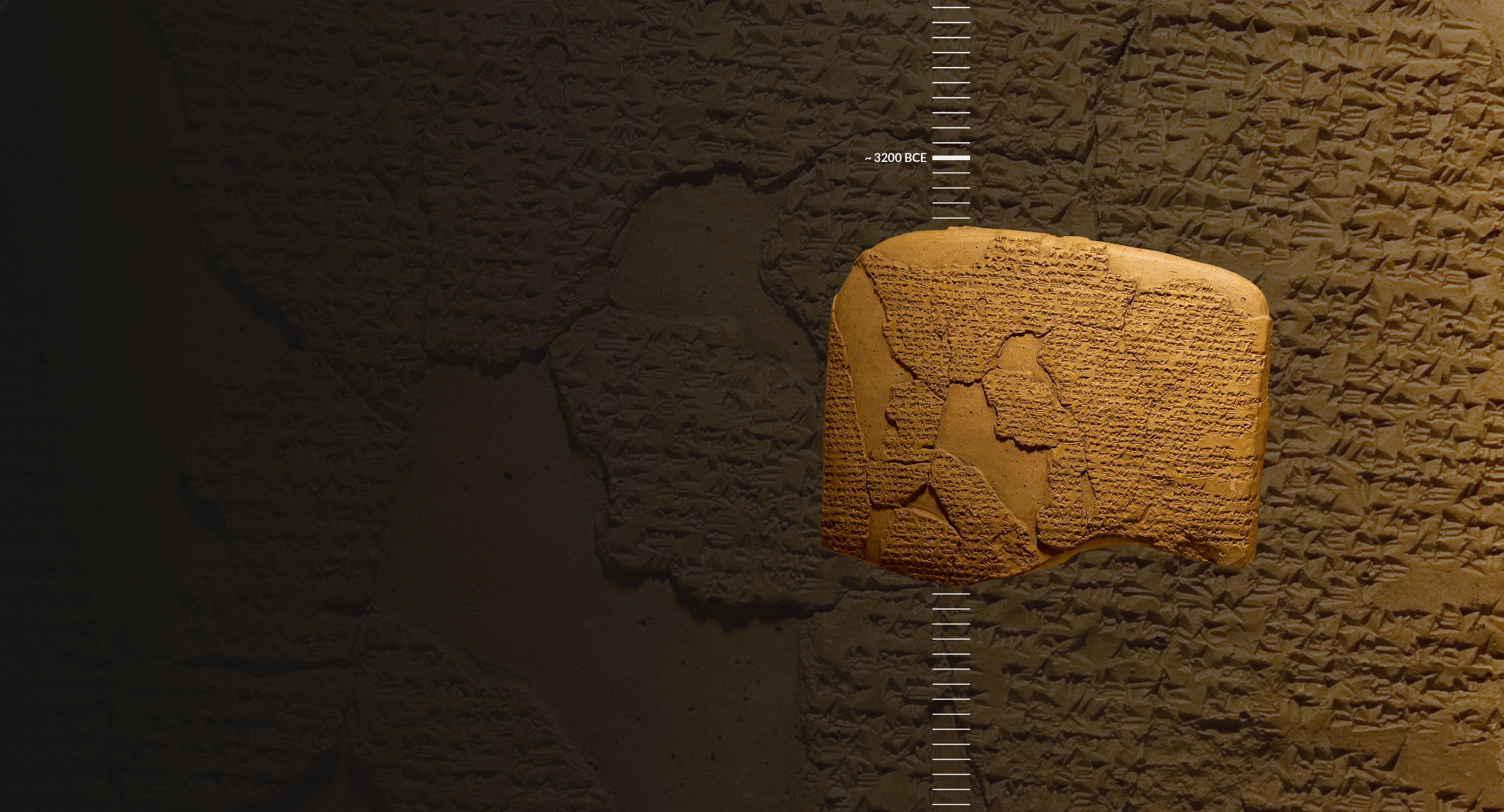 Cuneiform writing on clay tablet.