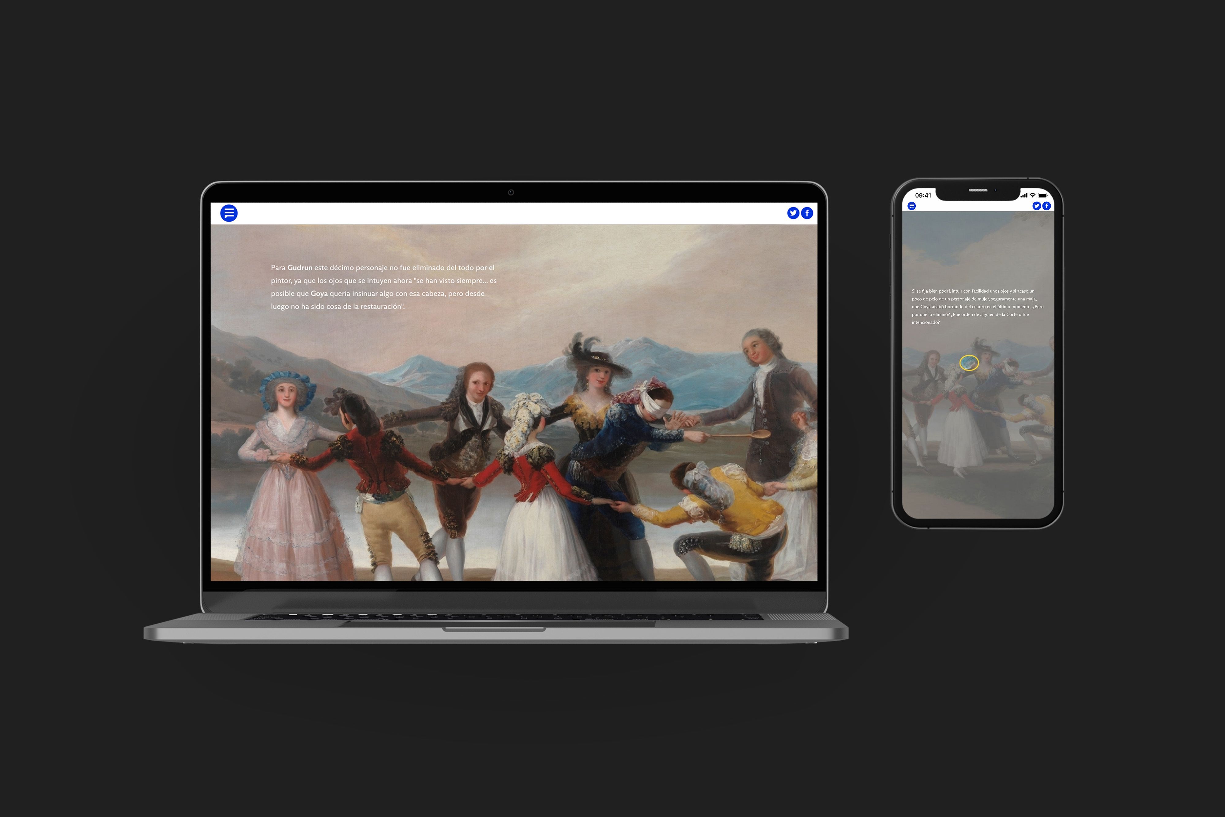 A laptop and mobile showing the website: El Periódico de España: El ‘Photoshop’ de Goya.