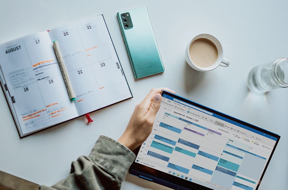 Calendar app on a tablet