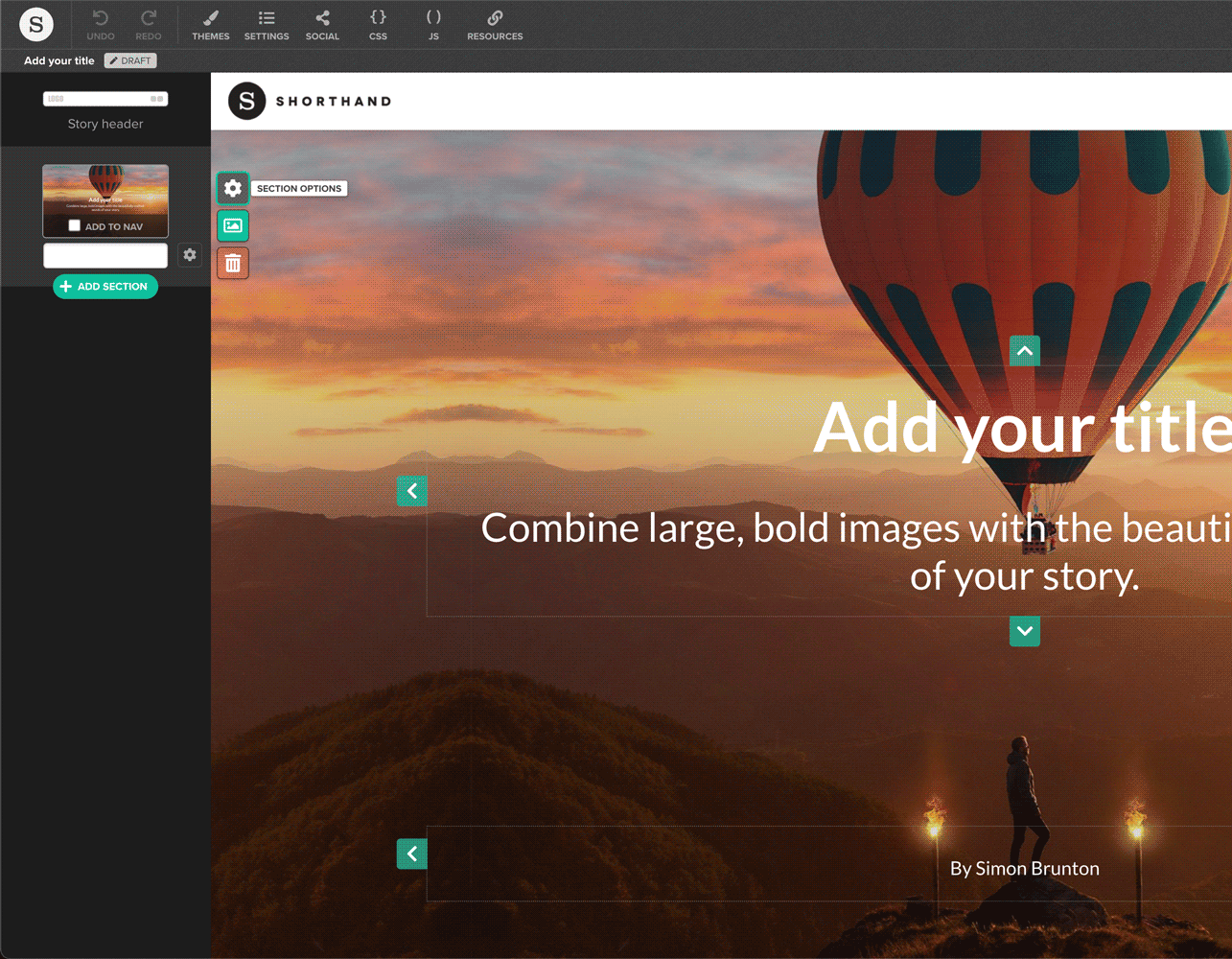 Gif highlighting where to find the colour selector in section options. In the colour selector is a bar where hex codes can be entered to generate a custom colour.