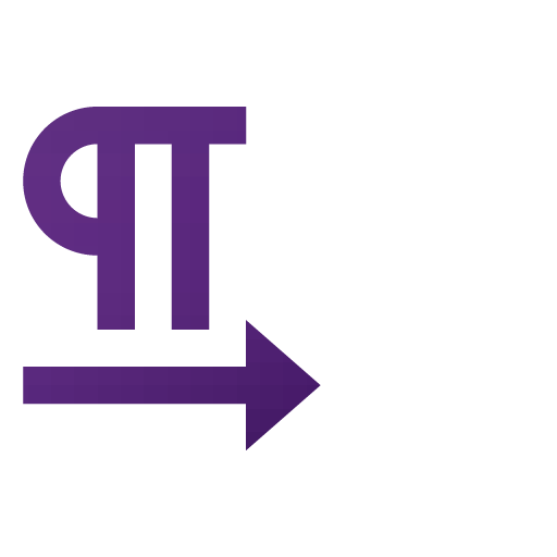 Purple icon showing a text symbol with an arrow beneath it.