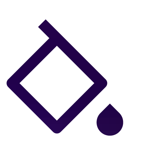 Purple icon of a paint bucket with a drop of paint.